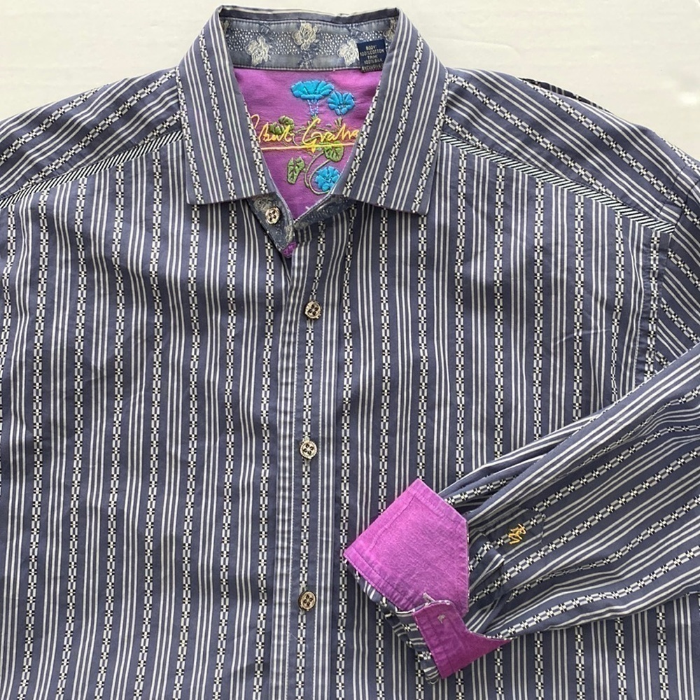 Robert Graham, flip cuff, men’s long sleeve, dress, shirt, size medium